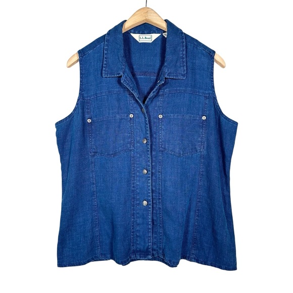 VINTAGE L.L.BEAN Linen Collared Tank Vest - Picture 7 of 7
